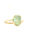 Pierścionek Lagoonique z Miętowym Chalcedonitem Kaboszonem i Złotą Oprawą w Formie Fali